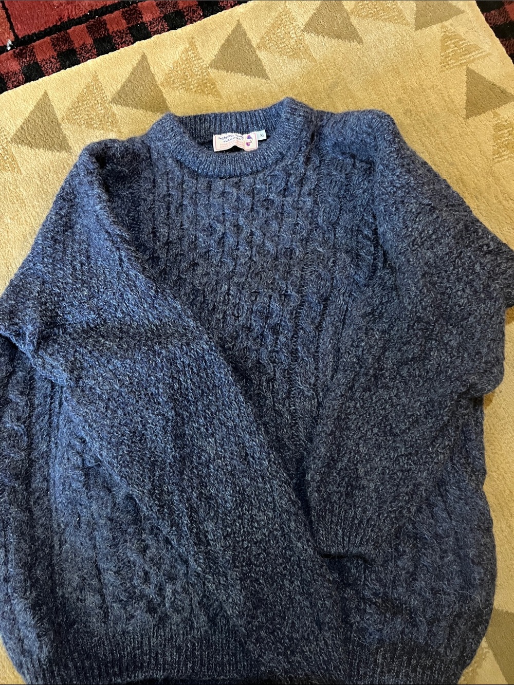 Vintage Blue Sweater. Highlander Home. Scottish Wool